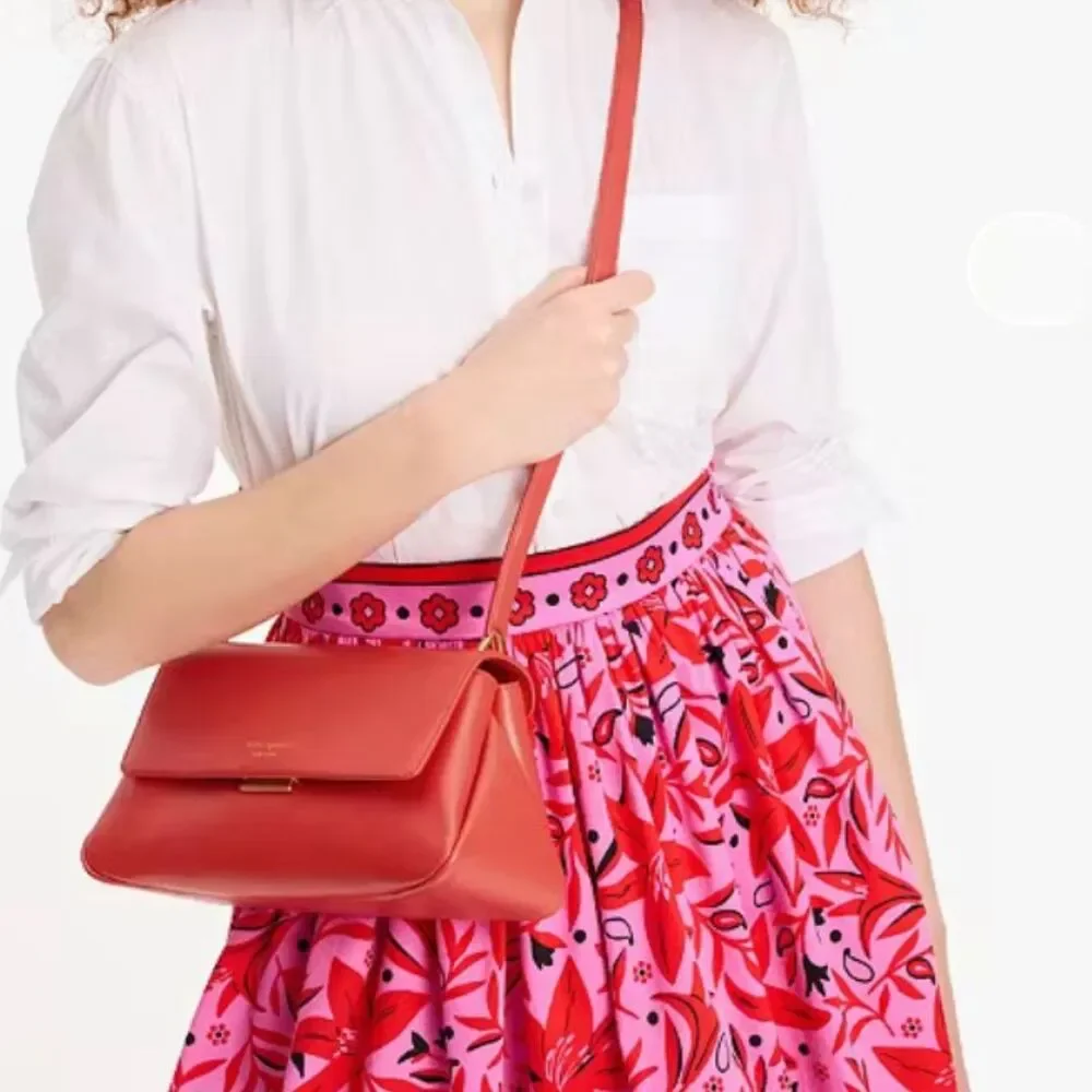 Kate Spade Grace Convertible Shoulder Bag Red Leather Small Flap Shoulder Bag - Picture 4 of 15